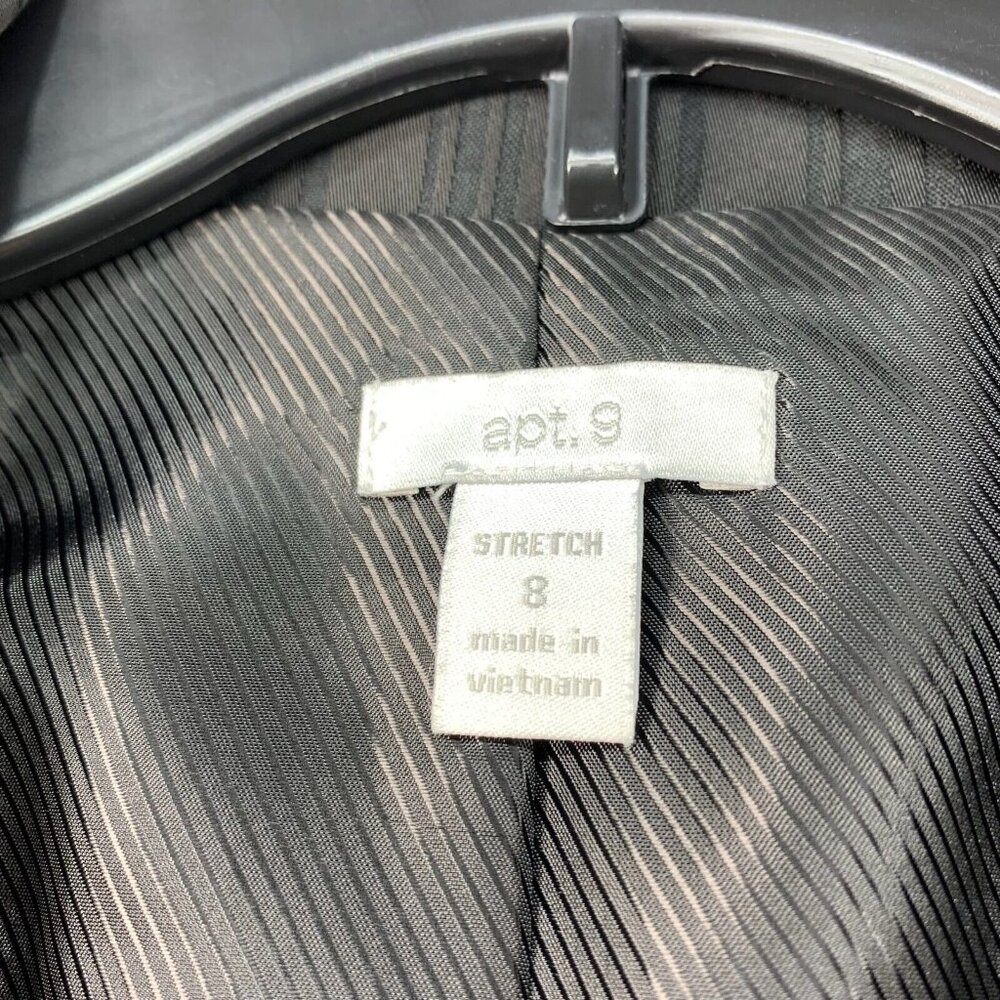 Apt 9 Blazer Coat Womens Size 8 Black Long Sleeve Stretch Pockets - Picture 3 of 8